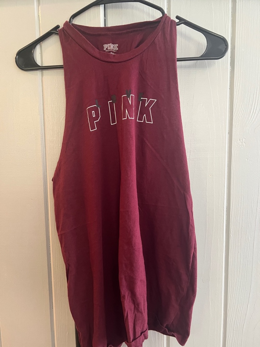 PINK Victoria's Secret Maroon Tank Top with White Logo